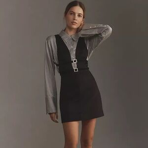 NWT Anthropologie Maeve Glam Buckle Pinafore Mini Dress